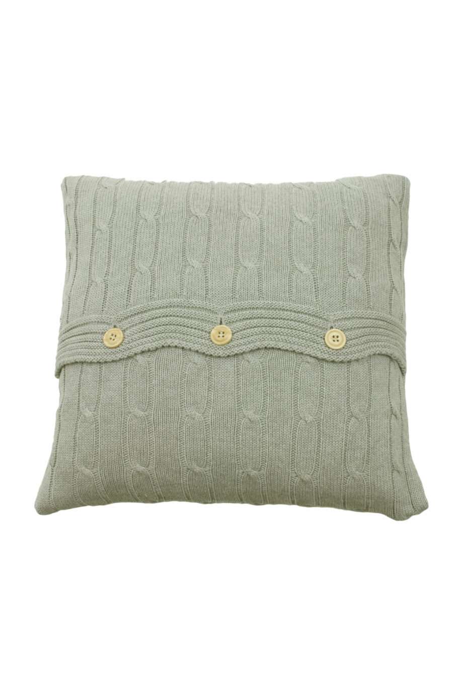 twist olive green knitted cotton pillowcase medium