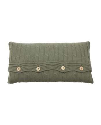 twist olive green knitted cotton pillowcase small