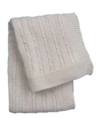 twist small ecru knitted cotton little blanket medium