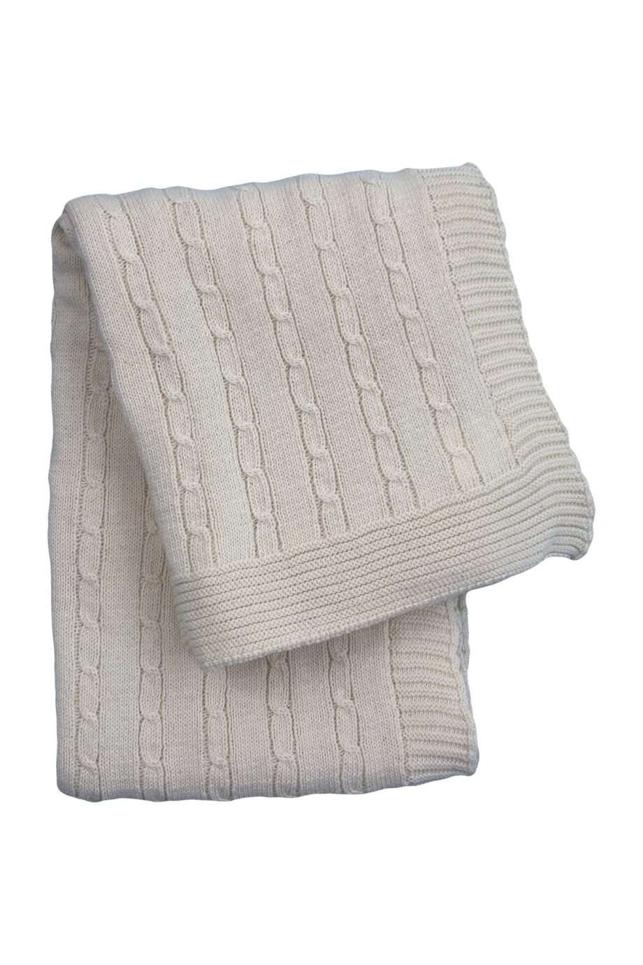 twist small ecru knitted cotton little blanket small