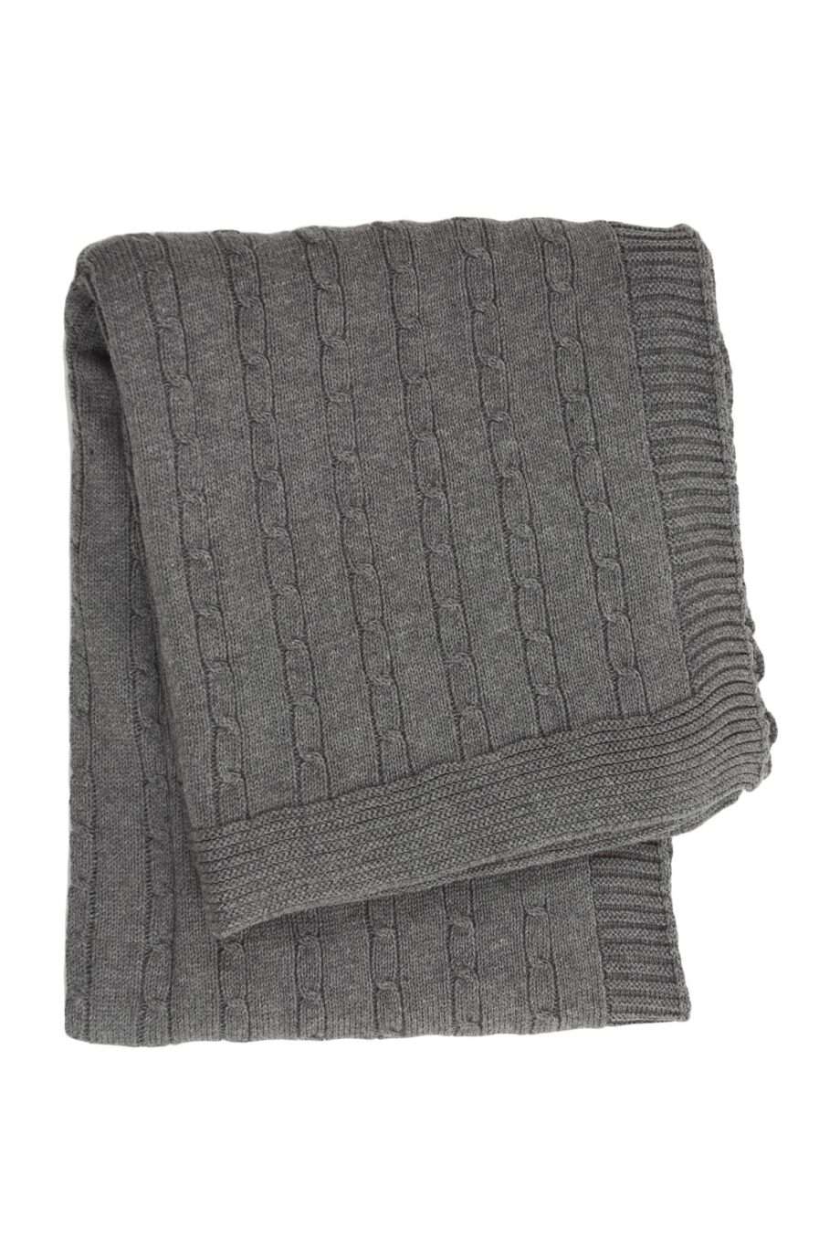 twist small grey knitted cotton little blanket medium
