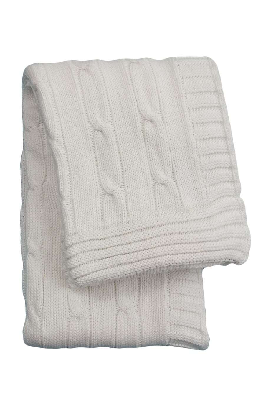 twist white knitted cotton little blanket medium