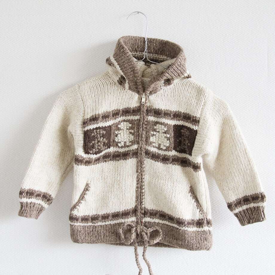 knitted woolen cardigan viking ecru 5 year
