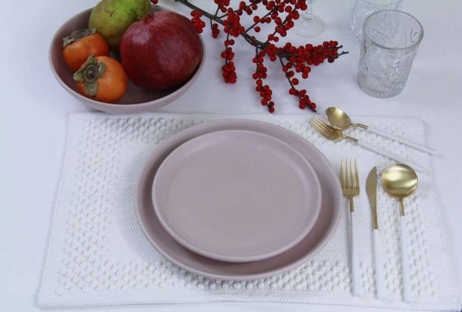 dessert plate powder rose mat ceramic xlarge