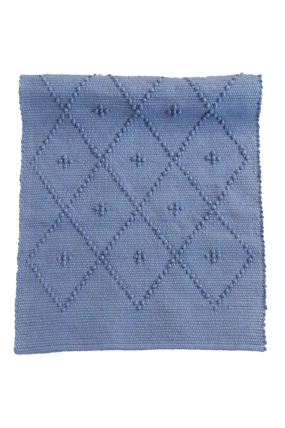 diamond jeans blue woven cotton floor mat small