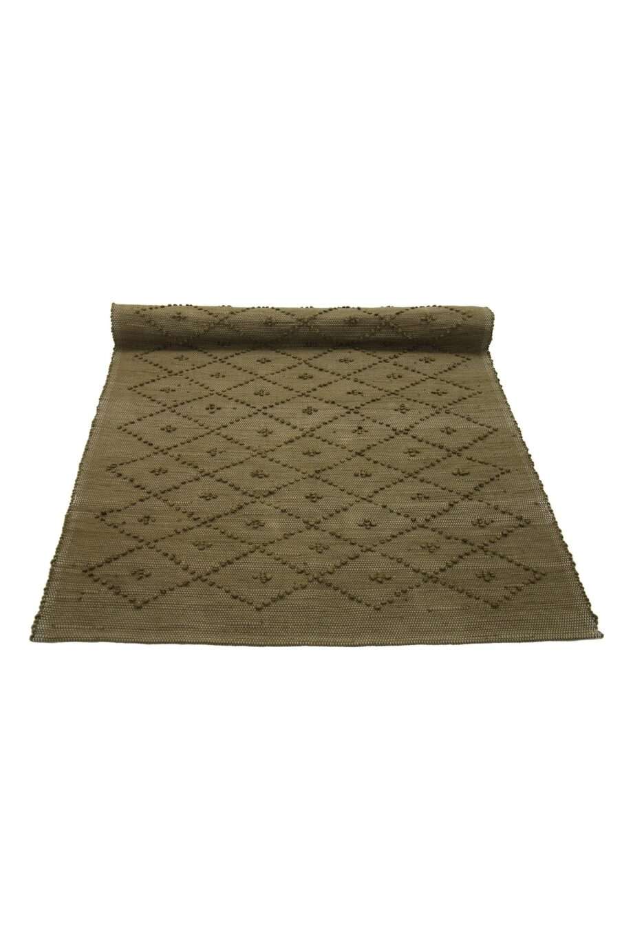 diamond olive green woven cotton rug large