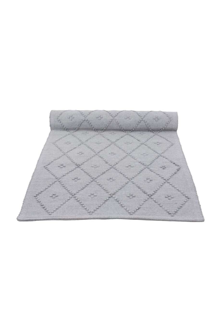 diamond light grey woven cotton floor mat xsmall