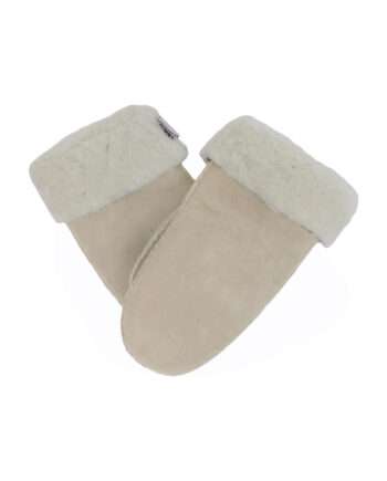 basic ecru suede sheepfur mittens (women) large