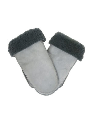 basic grey suede sheepfur mittens (women) large