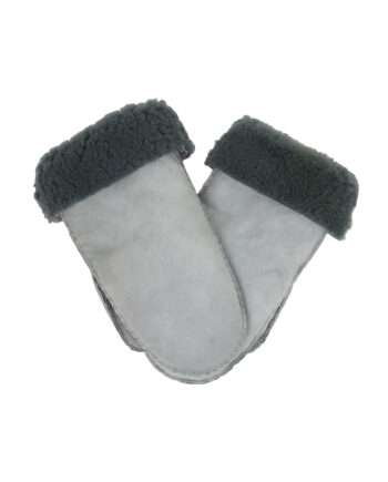 basic grey suede sheepfur mittens (women) large