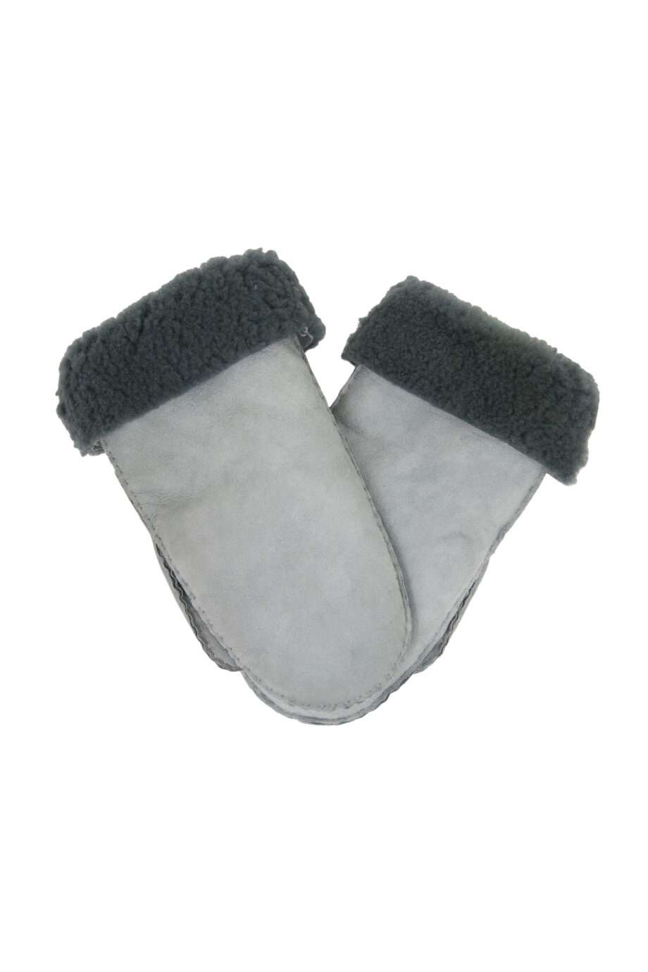 basic grey suede sheepfur mittens (women) medium