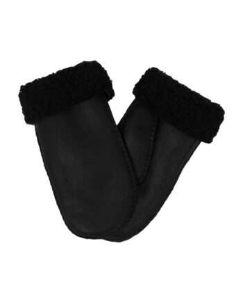 urban black nappa sheepfur mittens (women) large
