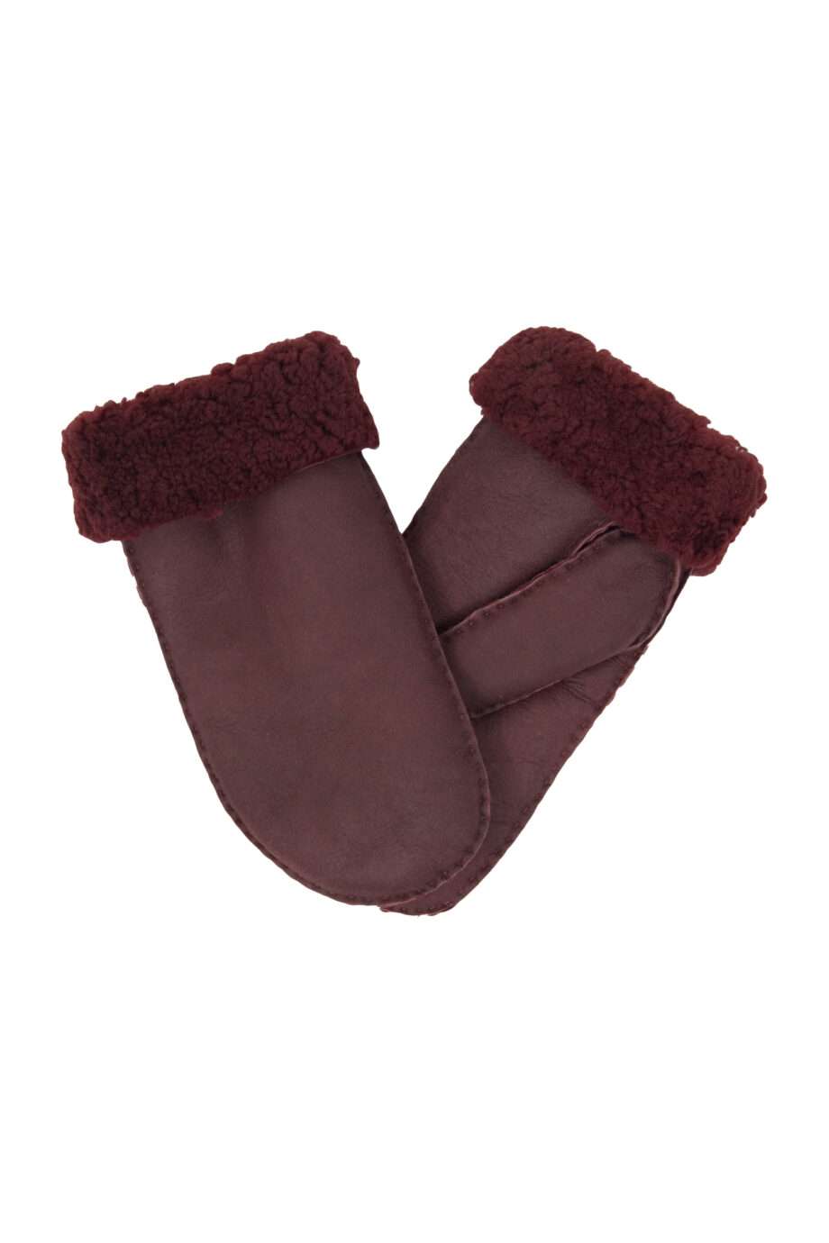 urban burgundy nappa sheepfur mittens (women) large