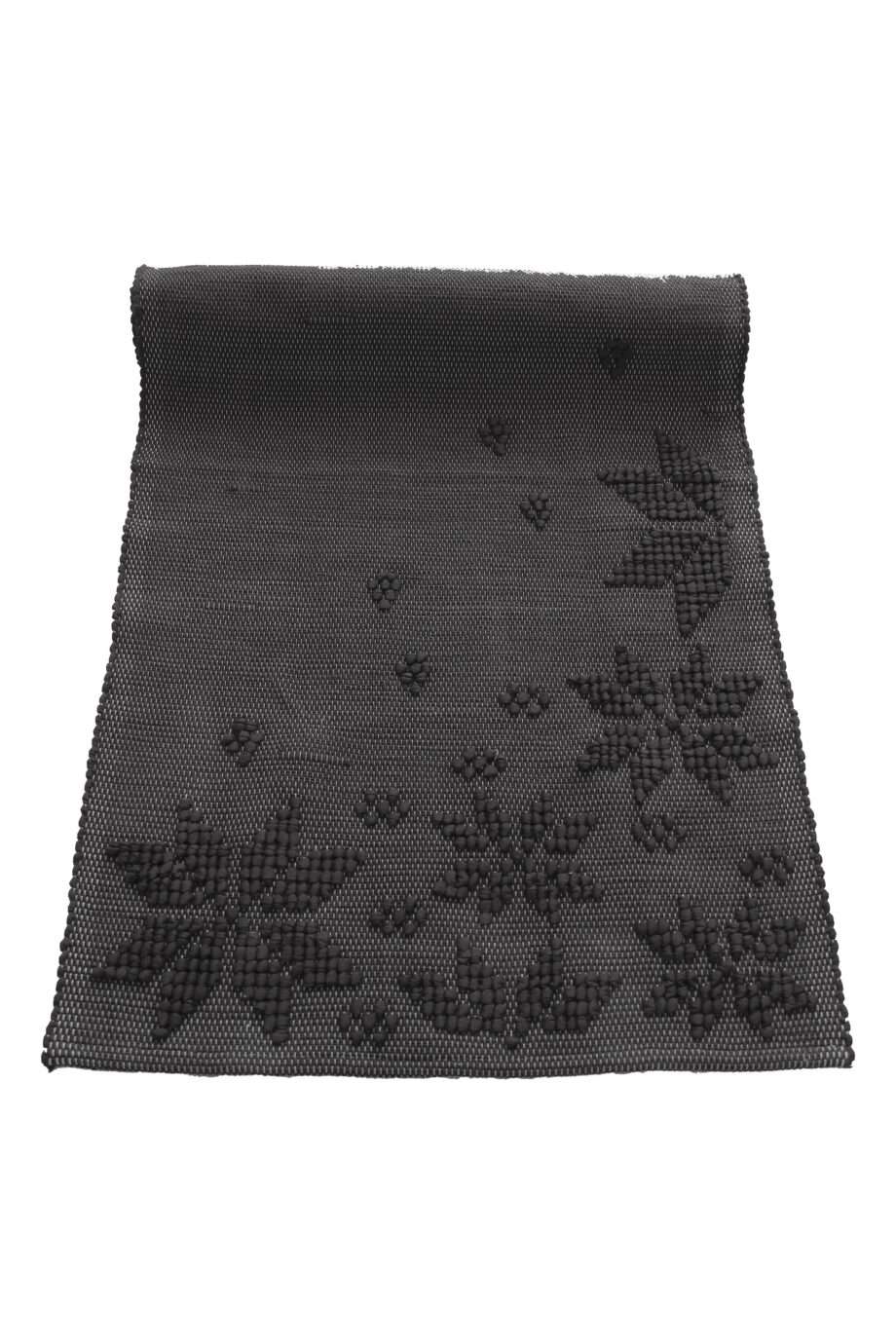 woven cotton floor mat snowflakes anthracite small
