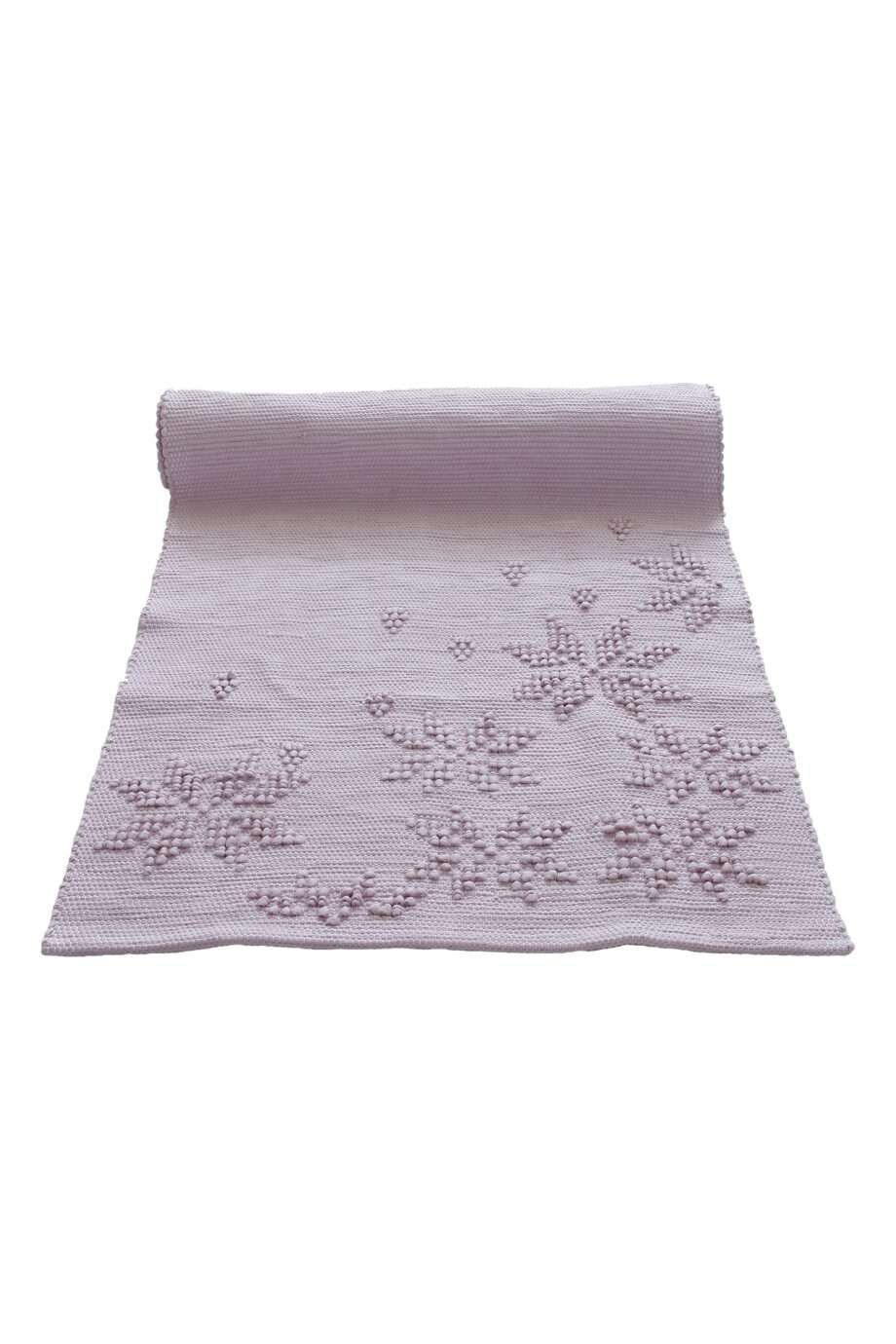 woven cotton floor mat snowflakes powder rose small