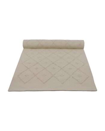 diamond ecru woven cotton floor mat 50x100cm