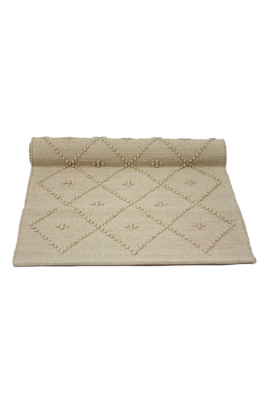 diamond latte woven cotton floor mat 50x100cm