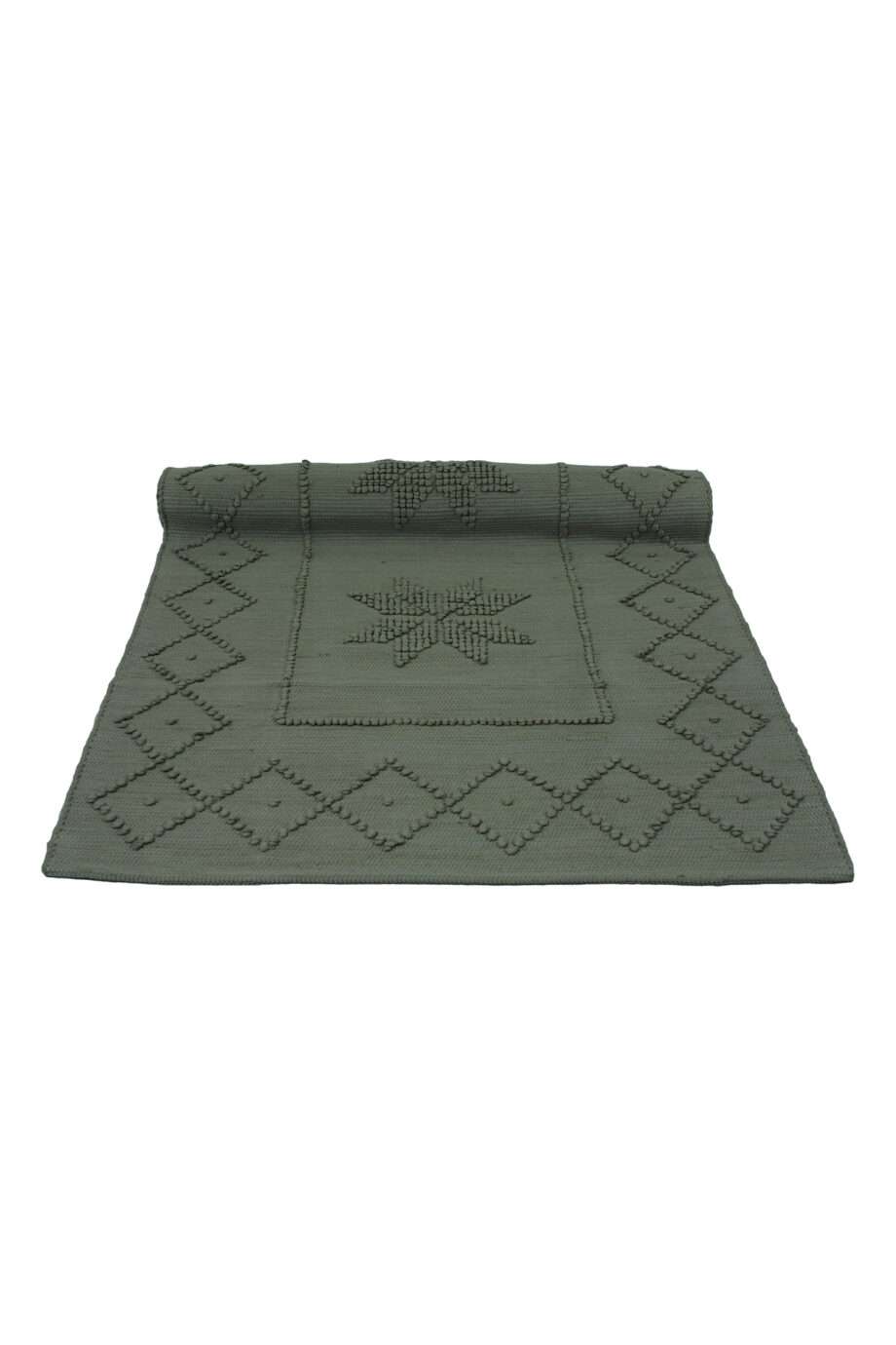 star olive green woven cotton floor mat 50x100cm