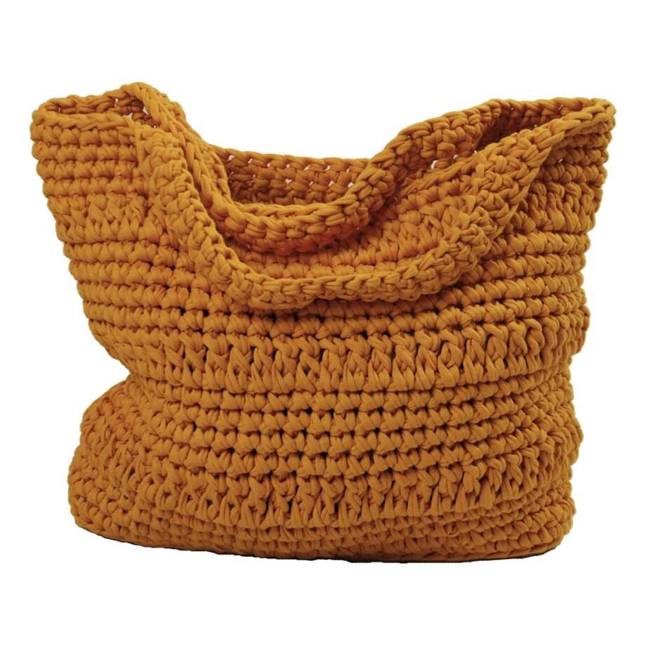basic golden yellow crochet cotton shopper large