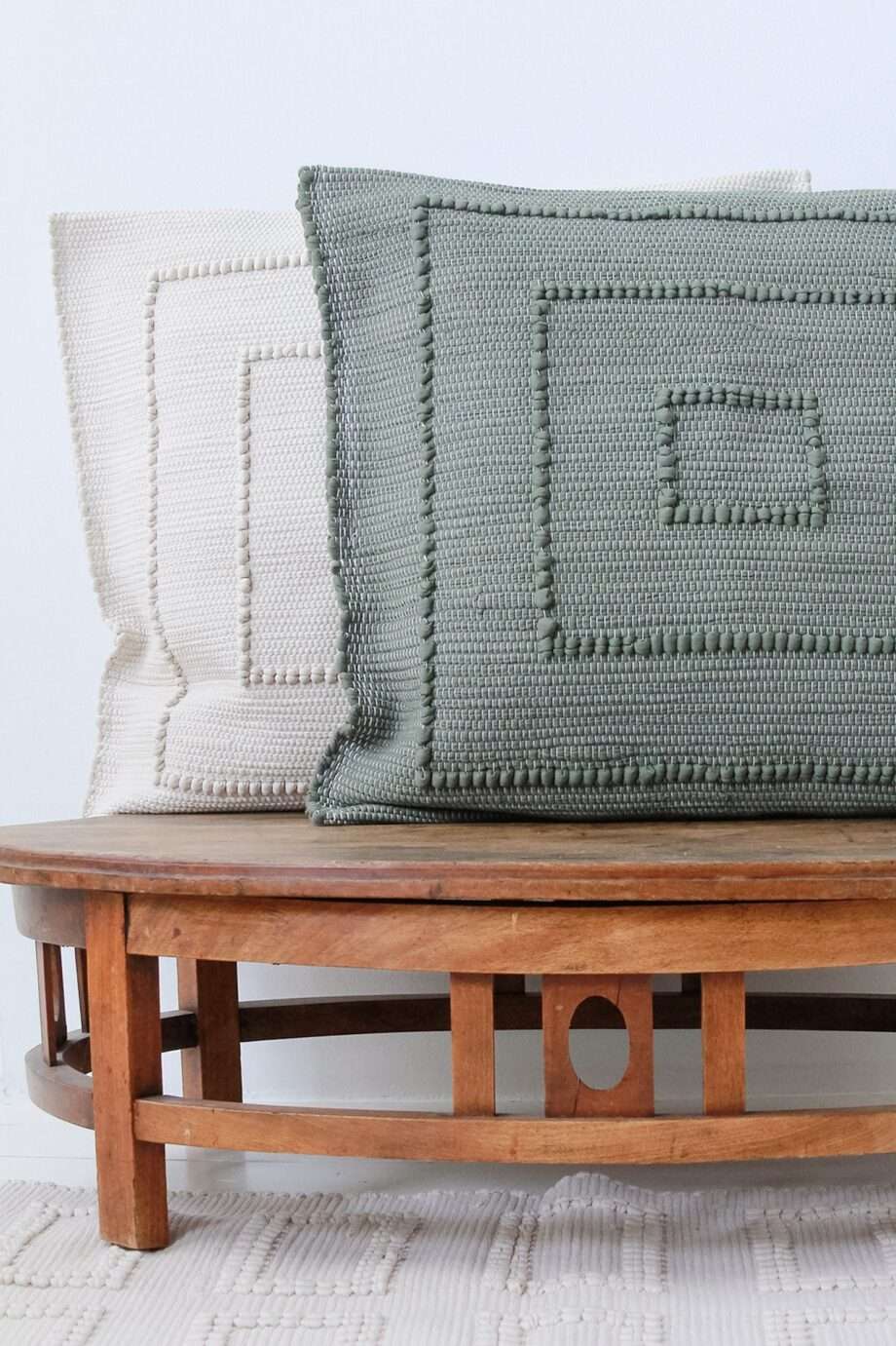 styling quadro olive green woven cotton pillowcase