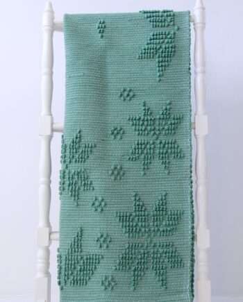 snowflakes green woven cotton rug medium