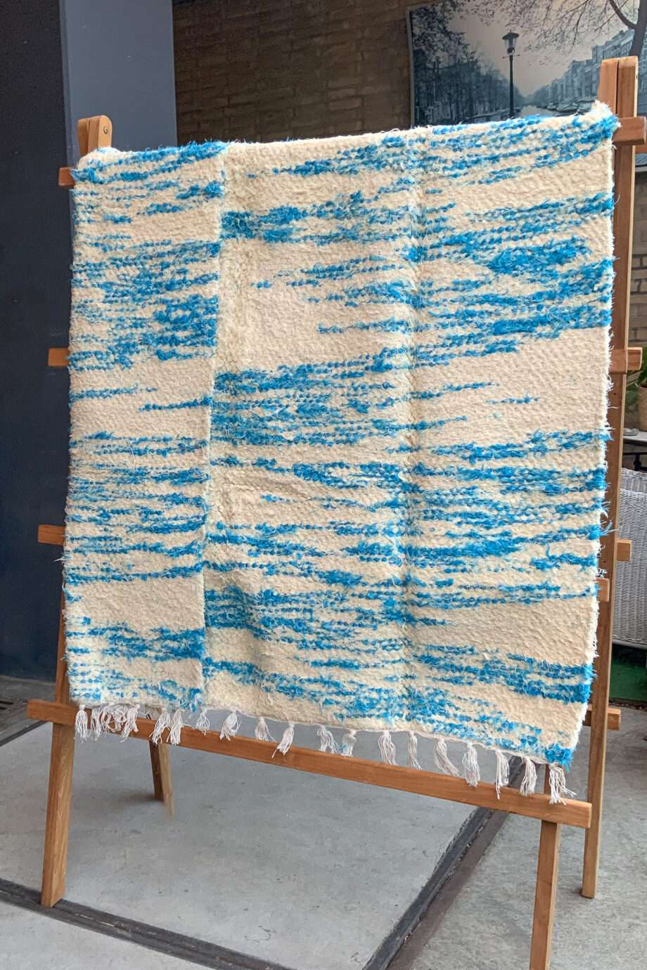 felpudo seashape blue woven cotton rug xlarge