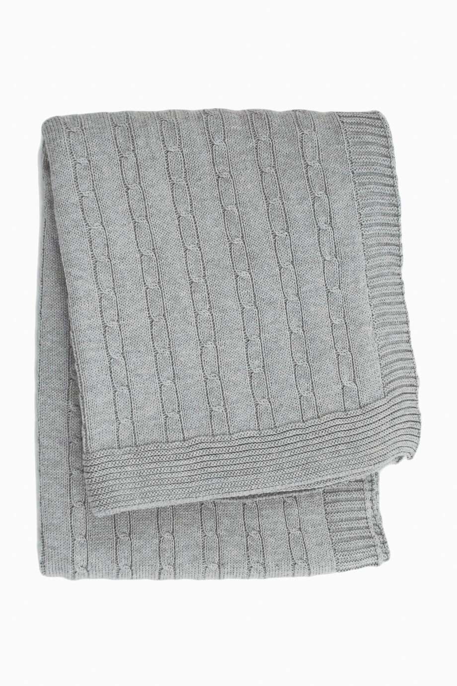twist small light grey knitted cotton little blanket small
