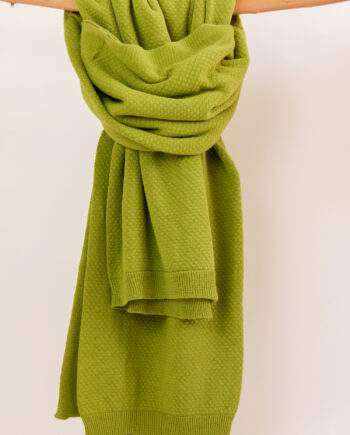liz apple green knitted cotton throw large