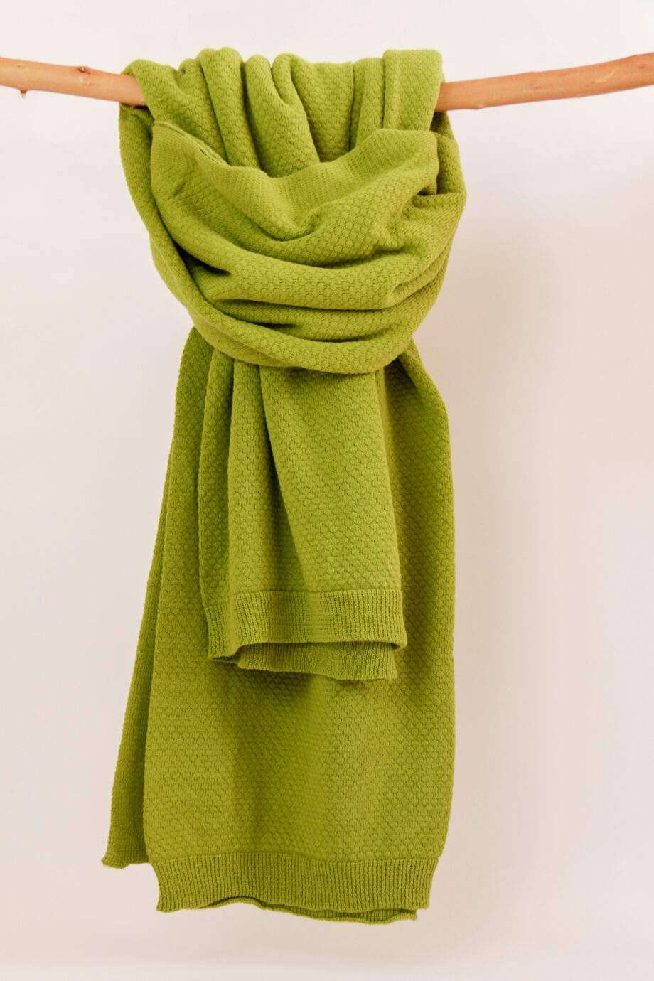 liz apple green knitted cotton throw large