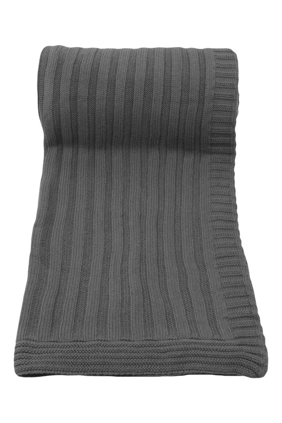 ribs shark grey knitted cotton throw xlarge