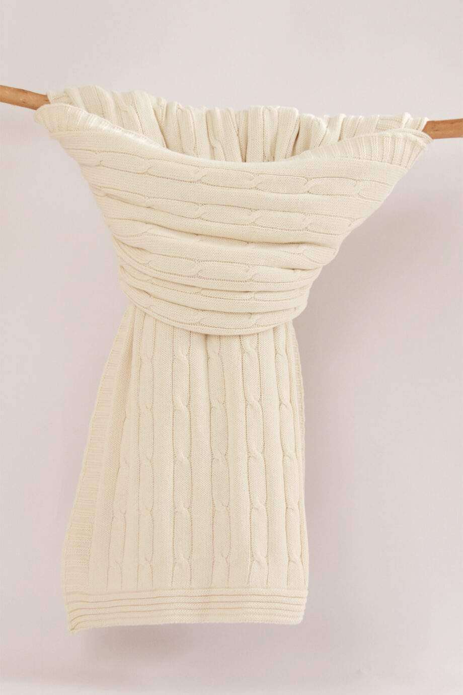 twist ecru knitted cotton throw xlarge