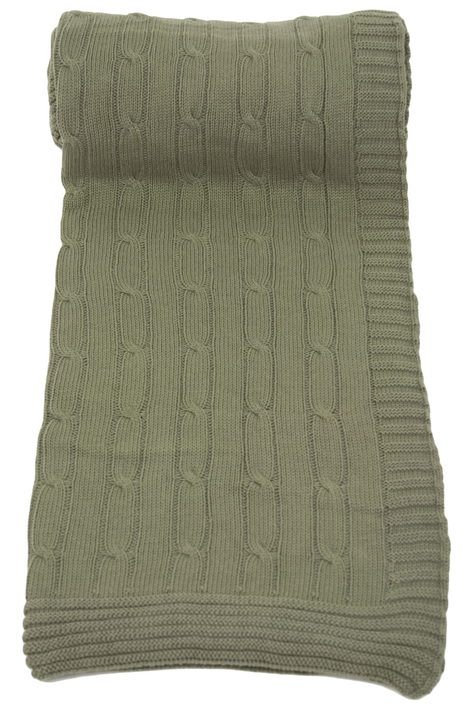 twist olive green knitted cotton throw xlarge